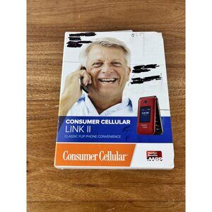 CONSUMER CELLULAR LINK II 8GB RED FLIP CELL PHONE READ
